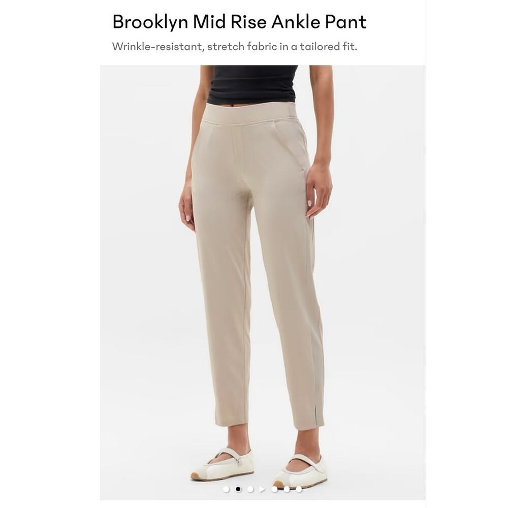 Athleta Brooklyn Mid Rise Ankle‎ Pant Size 0 Beige Travel Stretch Career Pants
